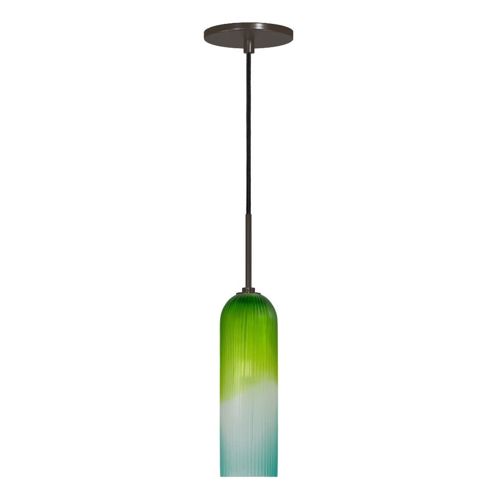 PD411-BUGN/BN Jesco Lighting One Light Line 60W Voltage Pendant with Canopy-Brushed Nickel Finish-Blue Green Glass Color