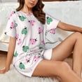 thumbnail image 4 of Fuzoiu Flower on ladybirds Print Women's Short-Sleeved Pajama Set,Lounge Sleepwear Set,Womens Pajama Sets 2 Piece,Button-Up Top and Shorts with Pockets-Small, 4 of 6