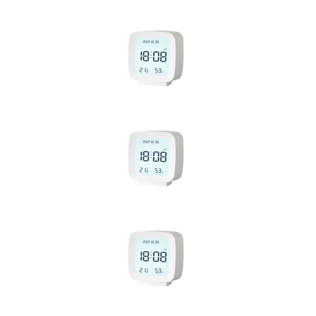 QualitChoice 1/2/3 Numérique Horloge Carré Remplacement Simple Style LCD Couleur Unie Enfants Élèves Alarmes Rétro-Éclairage Blanc 3PCS