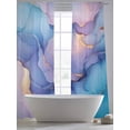 thumbnail image 5 of Modern Water Ripples Sheer Curtains 96 Inches Long 2 Panels Gold Blue Marble Texture Light Filtering Semi Sheer Window Curtains Drapes for Bedroom Living Room 52"x96", 5 of 7
