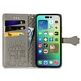 thumbnail image 3 of Allytechgroup Flip Wallet Case [Cat & Dog Cute Embossed Pattern] for iPhone 15 Pro Max with Card Slots Cash Holder, Magnetic Clasp Shockproof Kickstand Cover with Hand Strap, Gray, 3 of 7