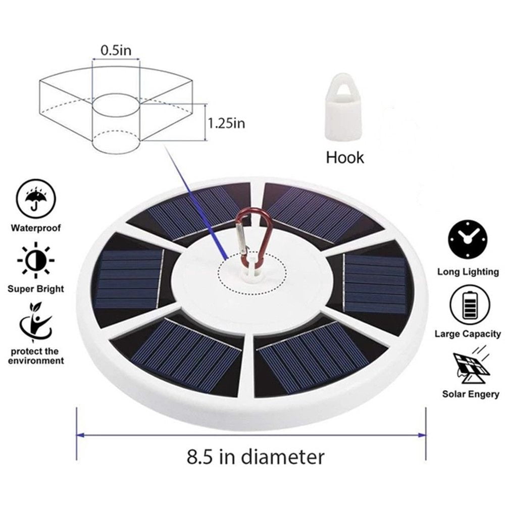 42 LED Solar Flag Pole Light with 6 Solar Panels, 2200mAh Battery, Two-Speed Dimming, Camping Light Function, IP55 Waterproof for Outdoor Flag Display