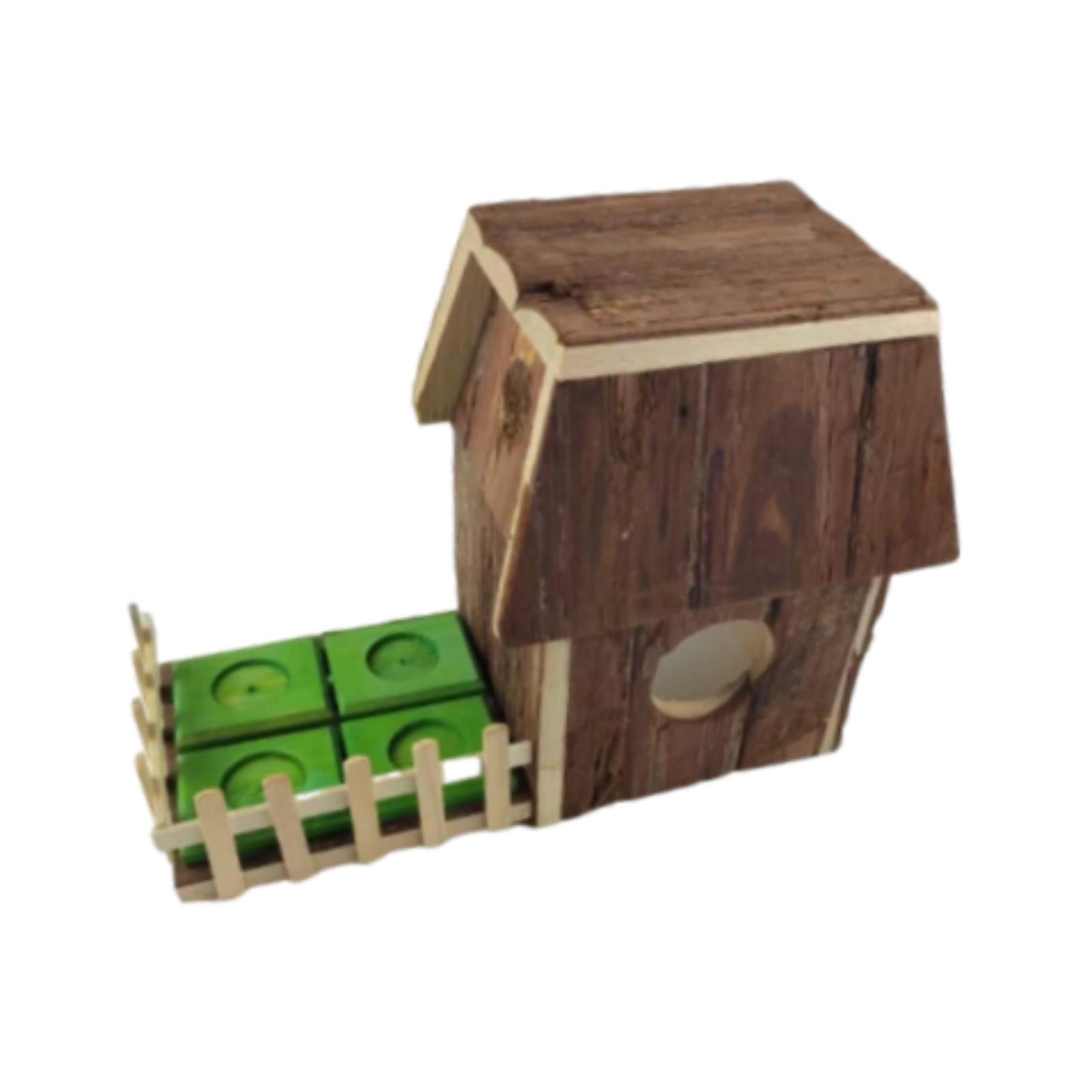 Serenable Hamster Wood House Hideout Small Animals Sleeping Hut for Gerbils Small Pets
