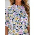 thumbnail image 6 of PRETTYGARDEN Floral Tops for Women Blouses Dressy Casual Summer Trendy Outfits Boho Pleated Short Sleeve Shirts, 6 of 7