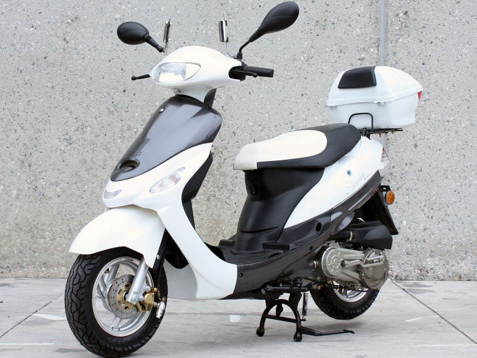 White TAOTAO ATM50-A1 50cc Moped Scooter with 10" Wheels, Key and Kick Start! Rear Trunk