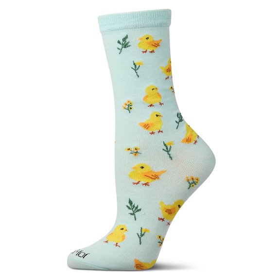 MeMoi Women's "Chickies" Rayon-Blend Novelty Crew Sock - Womens - Female, 9-11, Mint