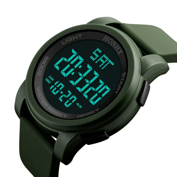 Fsqjgq Men's Digital Sports Watch Waterproof Outdoor Easy Reader Date Casual Watches with Expansion Band Green