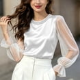 thumbnail image 5 of IUYRTFE Women's Long Sleeve Crew Neck Top Sheer Sleeve Ruffle Cuff Casual Pullover Blouse, 5 of 6