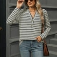 thumbnail image 4 of Drses Womens Long Sleeve Striped Shirts V Neck Button Up Sweater Casual Loose Basic Tops Trendy Fall Clothes, 4 of 8