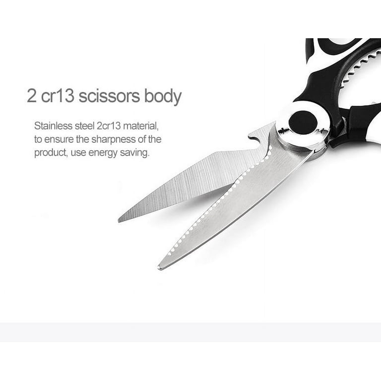 JSITON Ultra Sharp Premium Heavy Duty Kitchen Shears and Multi Purpose  Scissors (Pack of 2,Black White & Black Red)