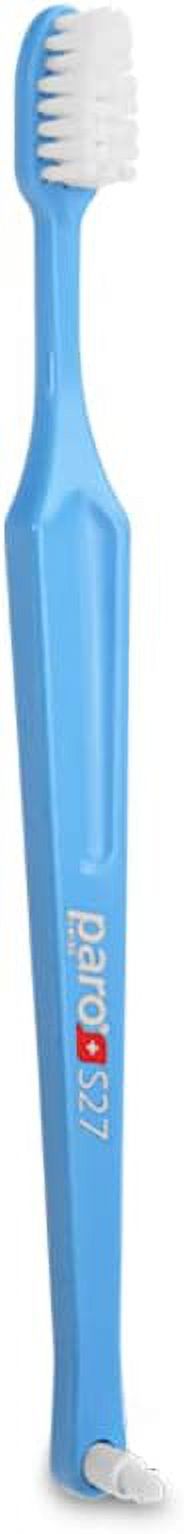 Paro S27 Toothbrush | Small Brush Head with Soft Bristles and Short Handle with Exchangeable Inter Space F | 27 Tufts | 12 Pack