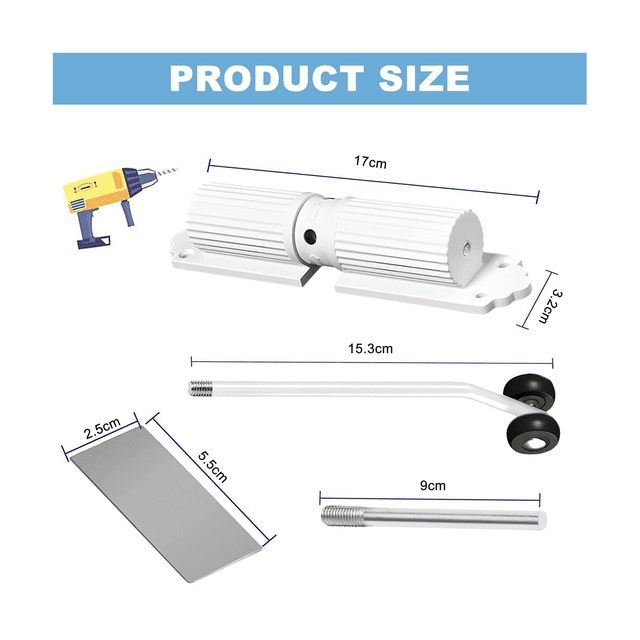 Automatic Door Closer Interior Door, Spring-Loaded Door Closer No Drilling, Adjustable Door Closer