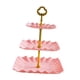 thumbnail image 2 of Soporte de plástico para cupcakes de 3 niveles para repostería, ideal para fiestas, baby showers y celebraciones. Rosa, 2 of 9