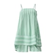 thumbnail image 4 of WAYUTE Shorts Sets Women 2 Piece Outfits Striped Spaghetti Straps Backless Crop Top with Pleated High Waist Elastic Shorts Summer Outfit, 4 of 4