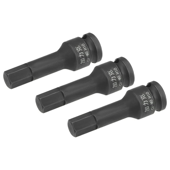3 Pcs 3/8-Inch Drive x 10mm Impact Hex Bit Socket, Metric 2.36" Length, Cr-Mo Steel
