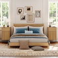 thumbnail image 2 of Modern Minimalist Nightstand Set of 2 with Built-In Outlets, Reed Pattern Design, 2 of 10