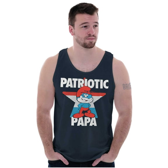 USA American Patriotic Papa Smurf Tank Top Sleeveless Tee Men Brisco Brands X