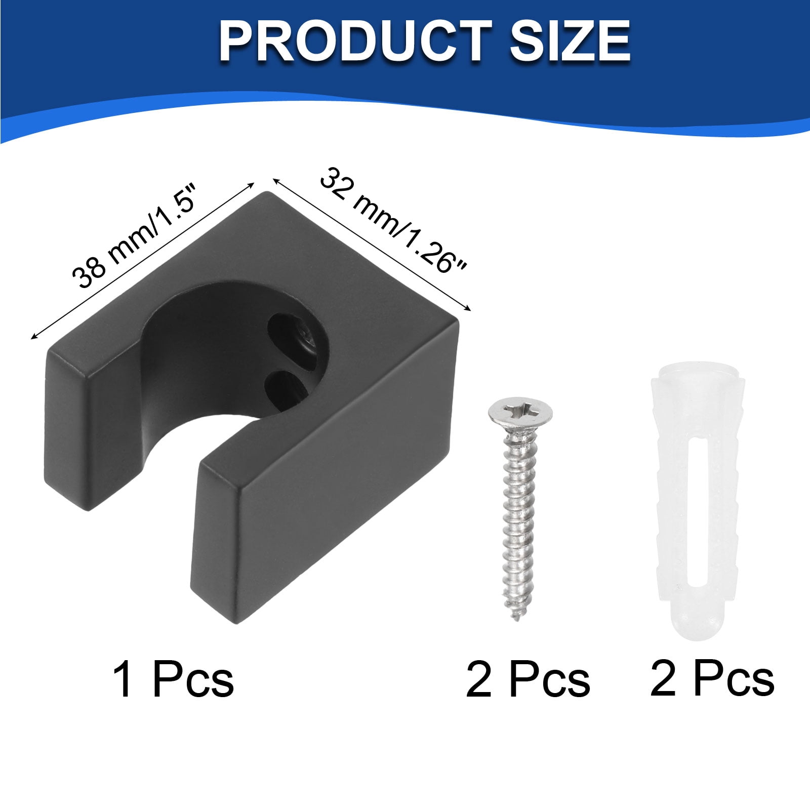 Unique Bargains Shower Head Holder Bidet Sprayer Support Clips Screws Black