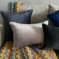 thumbnail image 6 of The HomeCentric Decorative Beige Pack of 2,12"x22" (30x55 cm) Lumbar Pillow Cover, Velvet Patchwork & Color Blocking Oblong Pillow, Patchwork Pattern Modern Style - Velutinous Taupe, 6 of 10