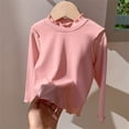 thumbnail image 3 of CPNG Girls Solid Color Long Sleeve Shirts Kids Ruffled Semi High Neck T Shirt Daily Classic Comfort Casual T Shirt(Pink,18-24 Months), 3 of 3