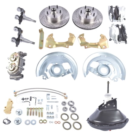 Front Disc Brake Conversion Kit for Buick/Chevy/Olds 1964-1972 - OEM DBK6472LX GM-224 11 Rotors Calipers Spindles Hoses