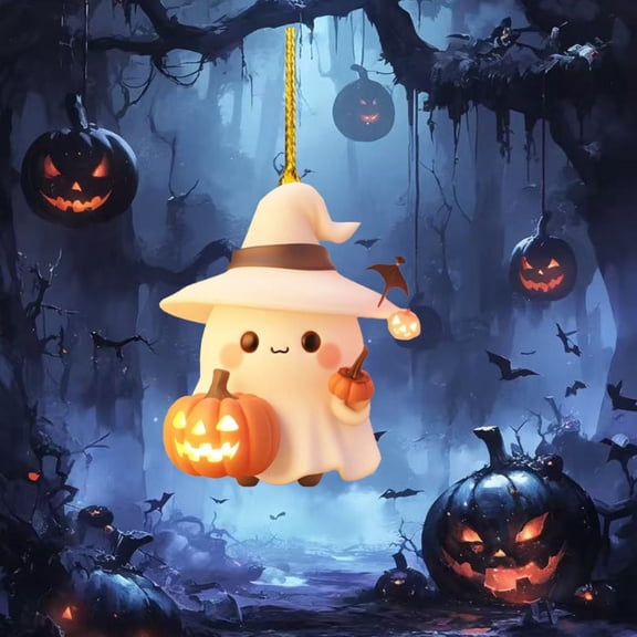 SeekLGT Halloween Car Hanging Decor Pumpkin Doll Plush Ornament Soft Hanging Accessory for Car Rearview Mirror Home Kid Room Festive Decoration