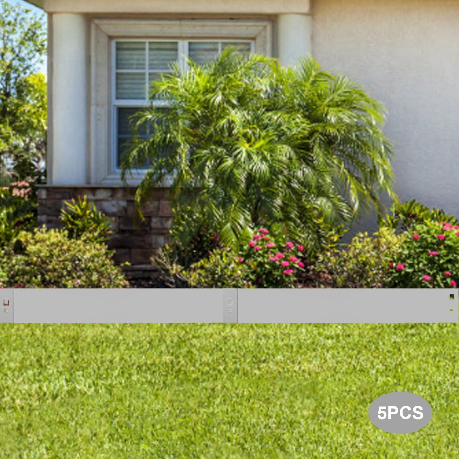 HiKaRiGuMi Garden Border Edging 5” x 39” Grey Steel Landscape Edging (5 Count)
