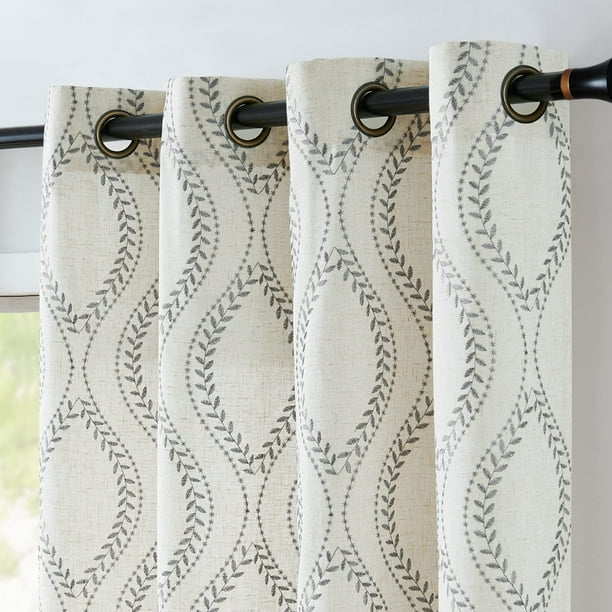 Cortinas Jinchan, mezcla de lino, color beige, 160 x 160 cm, 2 paneles, color gris