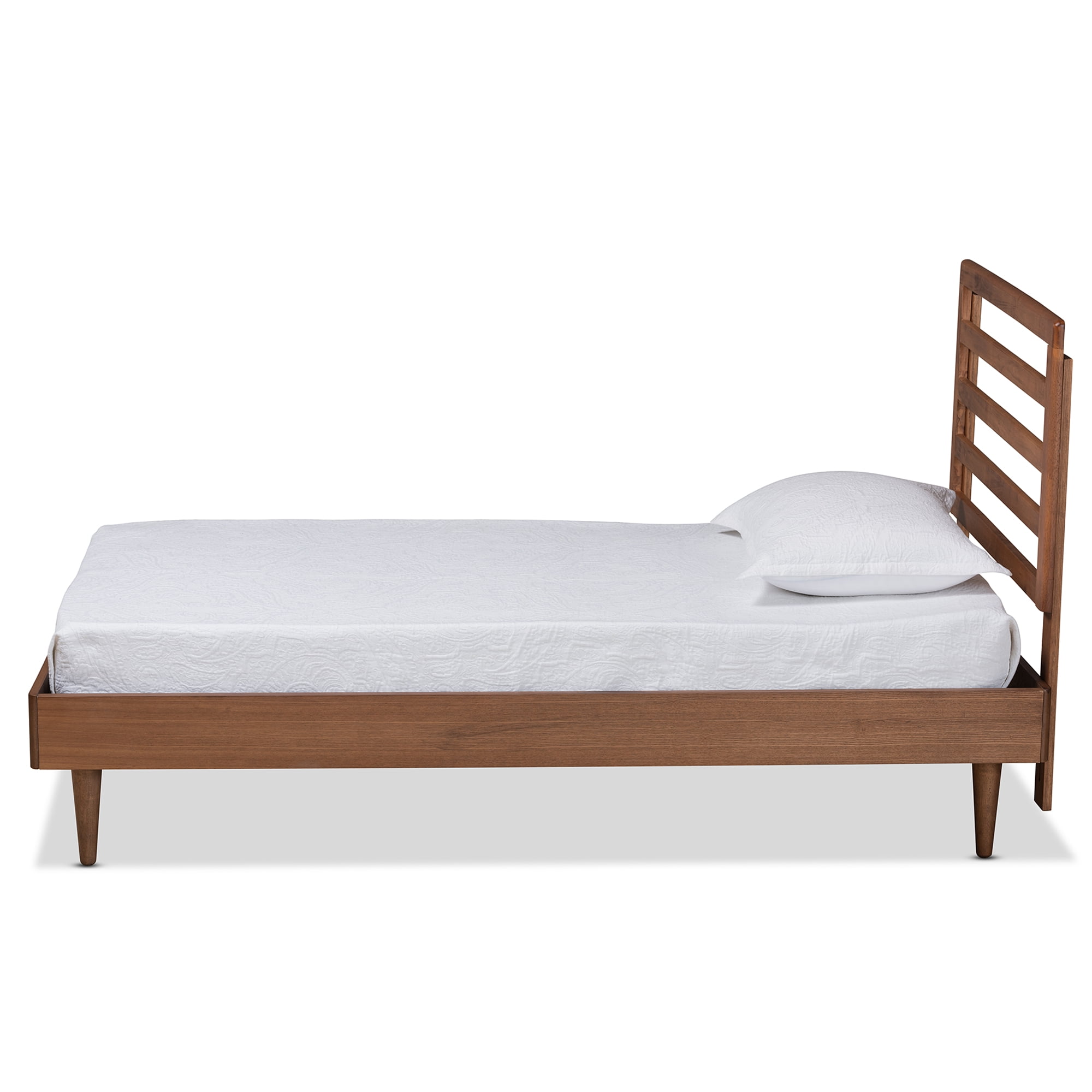 Baxton Studio Ryo Mid-Century Engineered Wood Platform Bed, Twin, Walnut Brown