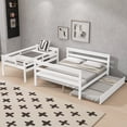 thumbnail image 5 of Harper & Bright Designs Twin XL Over Queen Bunk Bed with with Trundle, Wood Frame Detachable into 2 Separate Beds, Sturdy Platform Bunk with Guard Rail & Ladder, White, 5 of 15