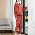 thumbnail image 2 of VISALY Women Pajama Sets Fluffy Pajamas Set Fleece Pullover Pants Loose Plush Sleepwear 2 Piece Pjs Set Warm Loungewear Soft Leisure Suit Winter Pajama Watermelon Red One Size, 2 of 7