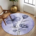 thumbnail image 2 of Round Rugs 5Ft, Purple Floral Round Area Rug Washable Indoor Throw Carpet, Vintage Botanical Gradient Pastel Painting Soft Non Slip Circle Rug for Cabinet Bathroom Home Decor Aesthetic, 2 of 8