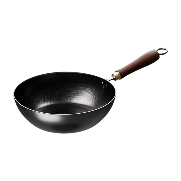 Sartén pequeña para wok, sartén para freír, sartén de cocina tradicional resistente, utensilios de cocina de hierro multiusos martillados para cocina 24 cm