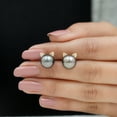thumbnail image 6 of Rosec Jewels Cute Cat Stud Earrings for Mom, Tahitian Pearl Earrings with Moissanite - 10 mm, 10K Yellow Gold, 6 of 9