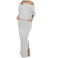 thumbnail image 1 of QIPOPIQ Robe d'Été 2024 pour Femme, Épaules Dénudées, Manches Courtes, Côtelée, Décontractée, Soirée, Moulante, Maxi, Liquidation, 1 of 9