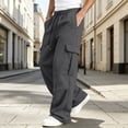 thumbnail image 2 of Dresfit Cargo Sweatpants Mens Baggy Drawstring Sweatpant Winter Fall Lightweight Lounge Loose Fit Carpenter Pants Wide Leg Elastic Waist Travel Work Pants 2XL, 2 of 8