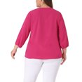 thumbnail image 3 of NOMADIC NOOK Women's Plus Size Work Formal 3/4 Sleeve Solid Chiffon Blouse 4X Hot Pink/Pink, 3 of 6
