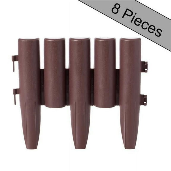 Gardenised QI004111.8 9.25 x 11 x 1 in. Decorative Interlocking Half Log Lawn Edging Garden Ornamental Fence Border, Brown - Pack of 8