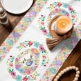thumbnail image 4 of Table Runner - 72 Inch Long, Easter Kitchen Dining Table Runner Dresser Scarves, Colorful Checkered Spring Bunny Flower Eggs Striped Farmhouse Decor for Coffee Tables Wedding Party Banquet, 4 of 8