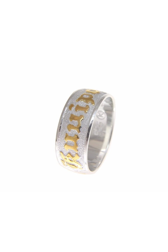 925 sterling silver Hawaiian plumeria flower scroll yellow gold plated kuuipo band ring smooth edge size 7