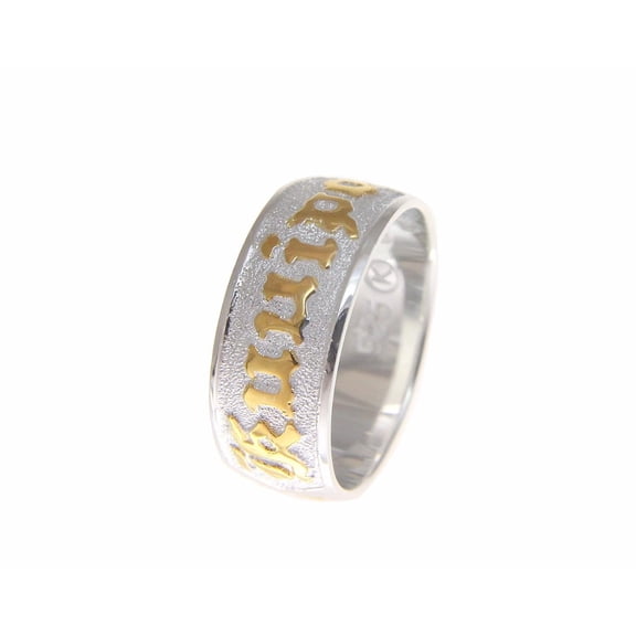 925 sterling silver Hawaiian plumeria flower scroll yellow gold plated kuuipo band ring smooth edge size 7
