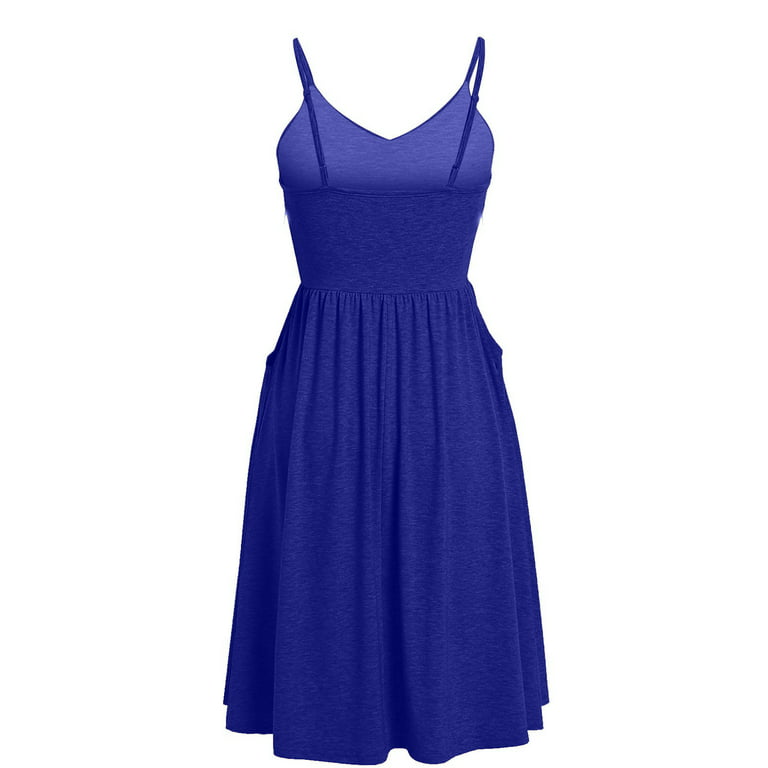 Patlollav Clearance Dresses for Womens Summer Seaside Sling Sleeveless  V-Neck Solid Color Casual Dress
