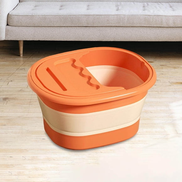 Foot Bath Tub Folding Foot relaxing feet durable foot Bath Bucket Foot SPA Bath Massager for Camping Orange