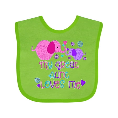 

Inktastic My Great Aunt Loves Me- Cute Elephants Boys or Girls Baby Bib