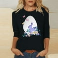 thumbnail image 2 of RKSTN Hauts pour Femmes Pâques Mignon Lapin Imprimé Coupe Ample Hauts Col Rond Manches 3/4 Printemps Été Blouse Douce, 2 of 4