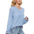 thumbnail image 5 of BONIXOOM Fall Sweaters For Women 2023 Baggy Fit Sweater Pullover Vacation V-Neck Cardigan Sweater Light Blue M(US:6), 5 of 6