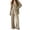 *Khaki, variant on Women's 3 Piece Loungewear Pajama Set ,Long Sleeve Cardigan ,V Neck Cami Tank Top ,Elastic High Waist Wide Leg Pants Khaki,M
