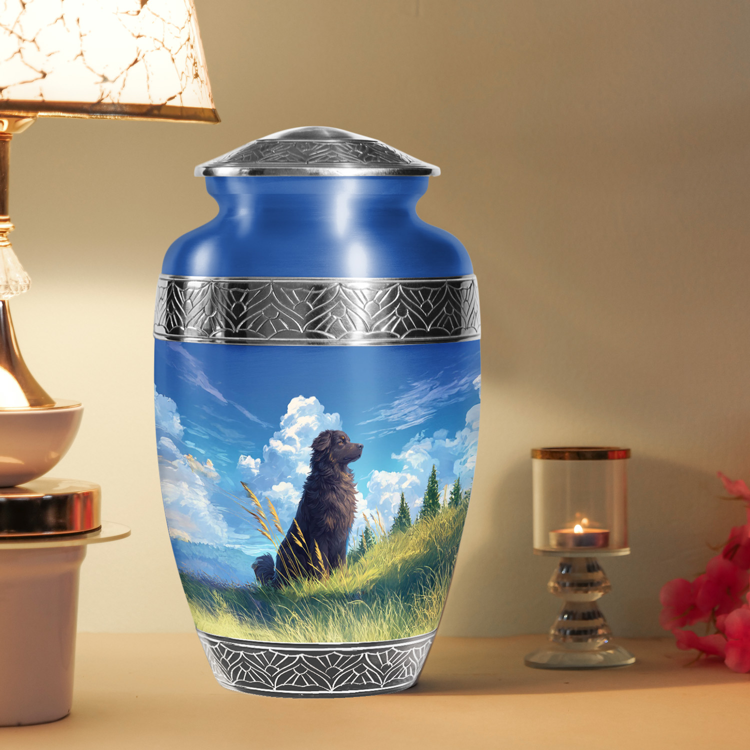 SABURIAL Dog Urn - Unqiue Funeral Urn For Female Ashes - Handmade Tribute Urns For Mom Ashes - Beautiful Urns For Human Remains - 10 Inch Large With Velvet Bag