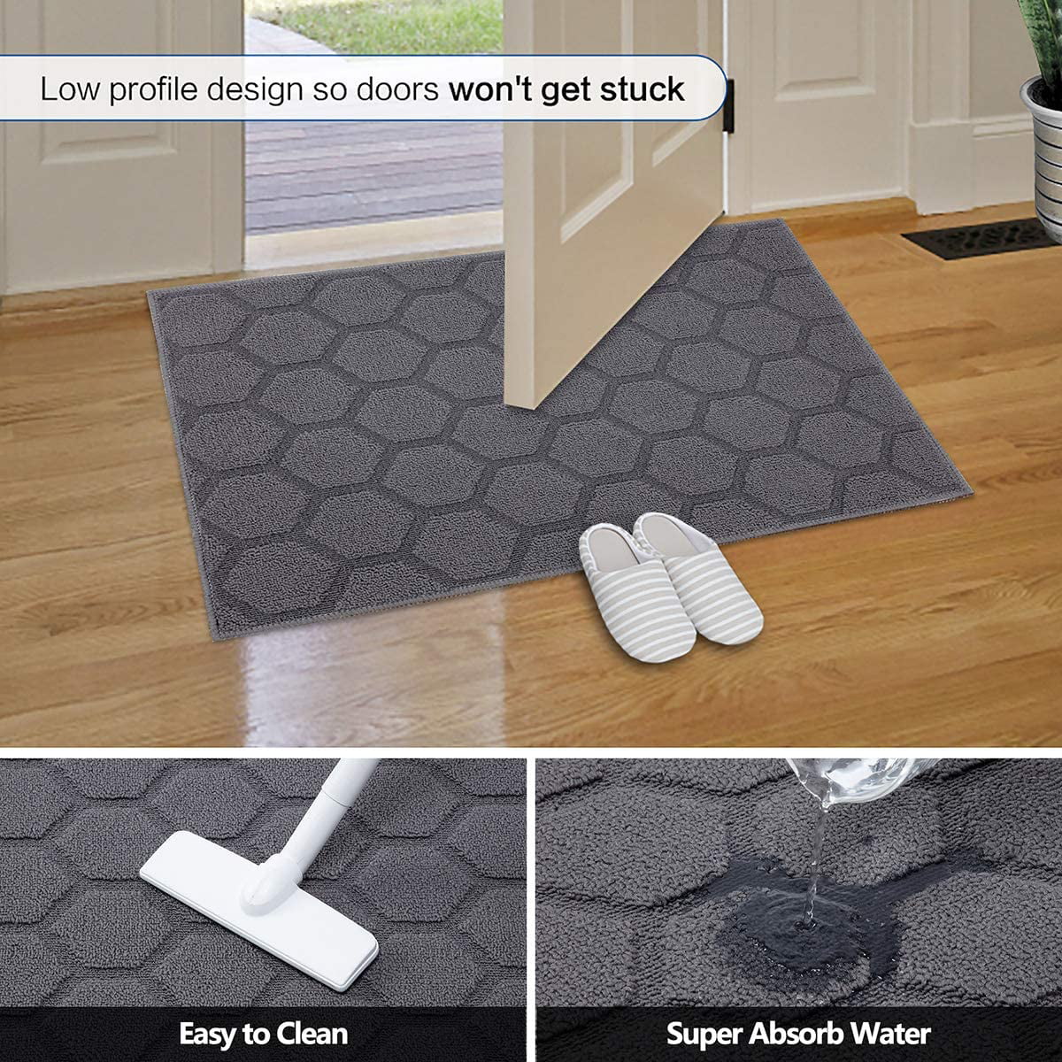 hicorfe Indoor Doormat,Front Back Door Mat Rubber Backing Non Slip Door  Mats 24x35 Absorbent Resist Dirt Entrance Doormat Inside Floor Mats for