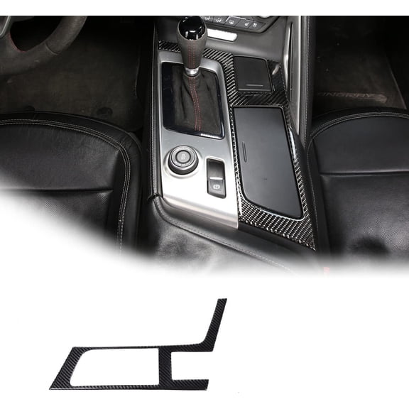 TINKI Red Carbon Fiber Center Console Panel Trim Sticker for Chevrolet Corvette C7 2014-2019 Car Interior Gear Shift Frame Trim Accessories